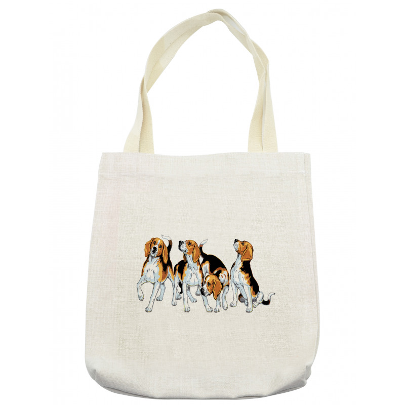 4 Beagle Hounds Play Tote Bag