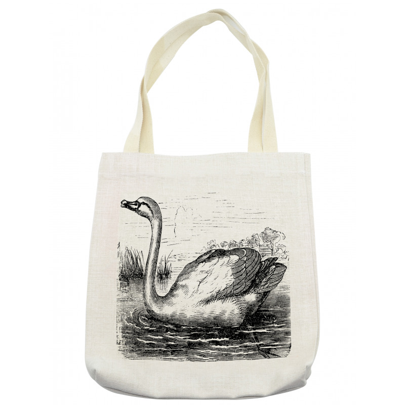 Hand Drawn Swan Design Tote Bag