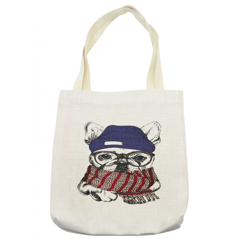 Cozy Hipster Winter Dog Tote Bag