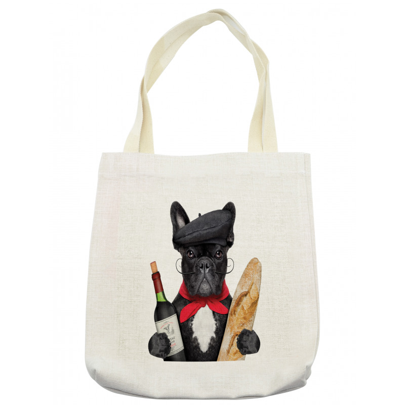 French Dog Red Wine Tote Bag