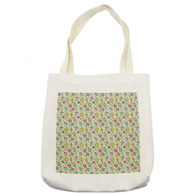 Doodle Blooming Tulips Tote Bag