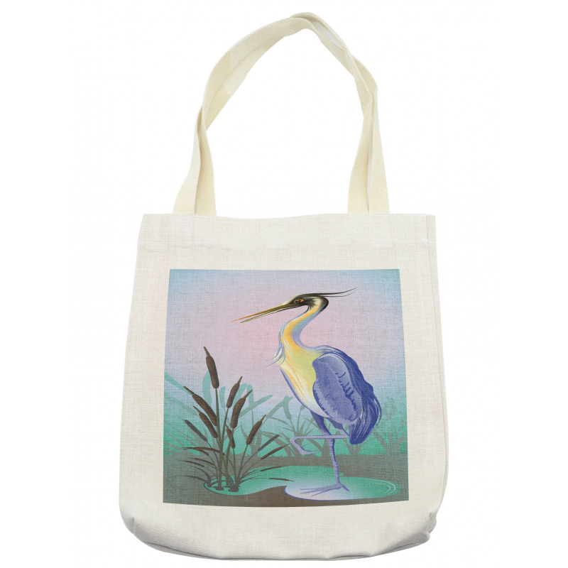 Heron with Reed Water Tote Bag