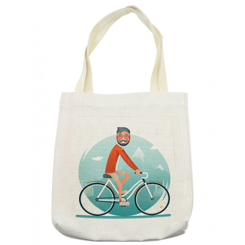 Hipster Guy Riding Bicycle Tote Bag