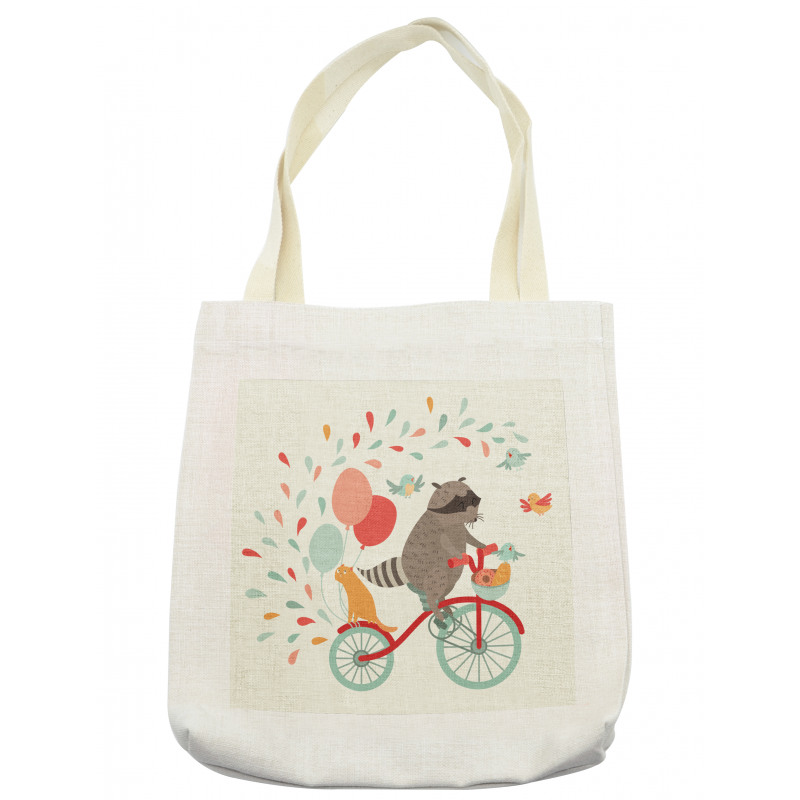 Raccoon on Bicycle Tote Bag