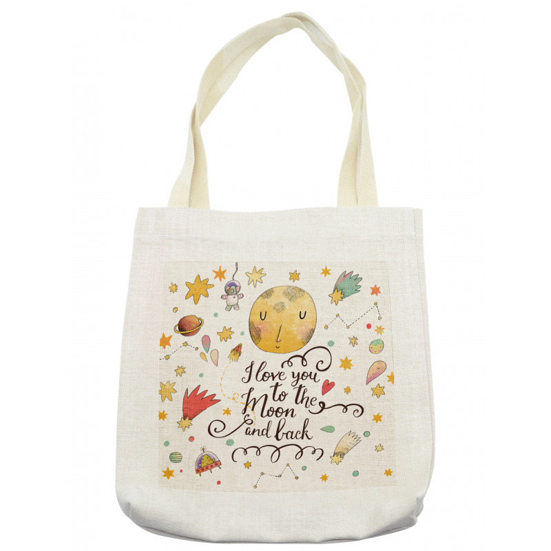 Moon and Back Slogan Tote Bag