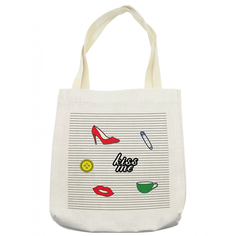 Retro Sticker Pattern Tote Bag