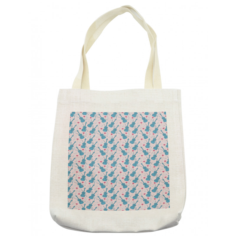 Violin with Notes Pattern Tote Bag