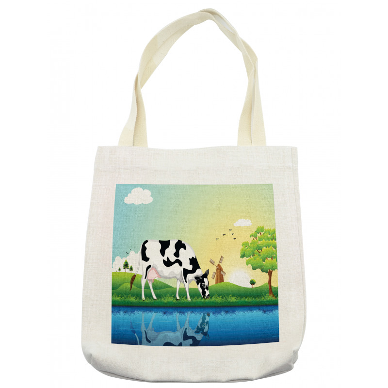 Field Tree Lake Windmill Tote Bag