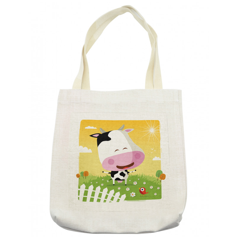 Happy Cartoon Cow Ranch Tote Bag