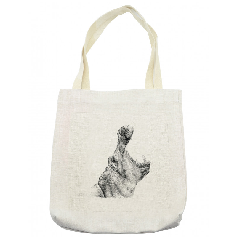 Yawning Hippo Sketch Tote Bag