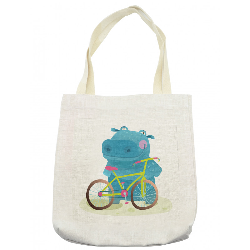 Hippo Child with Bicycle Tote Bag