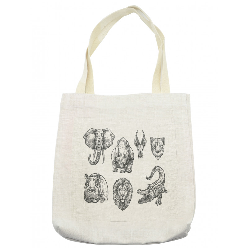 Hand-Drawn Zoo Animals Tote Bag