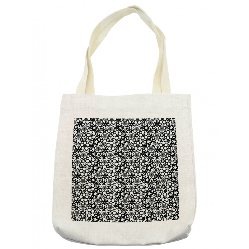 Monochrome Flower Petals Tote Bag