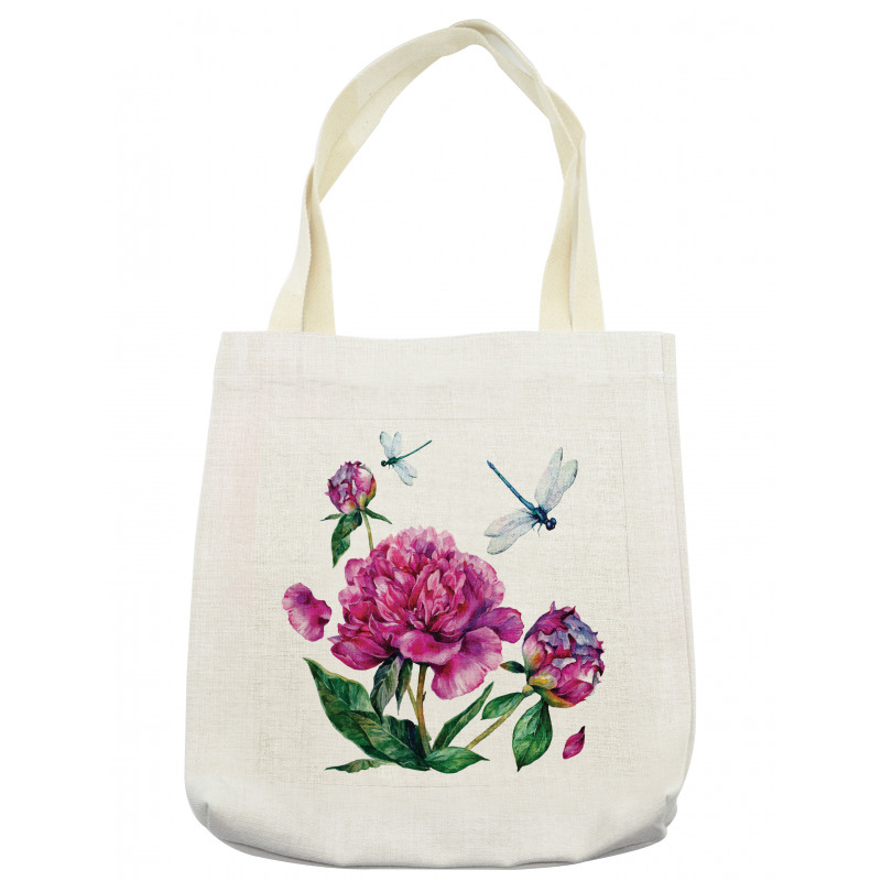 Peonies and Dragonflies Tote Bag