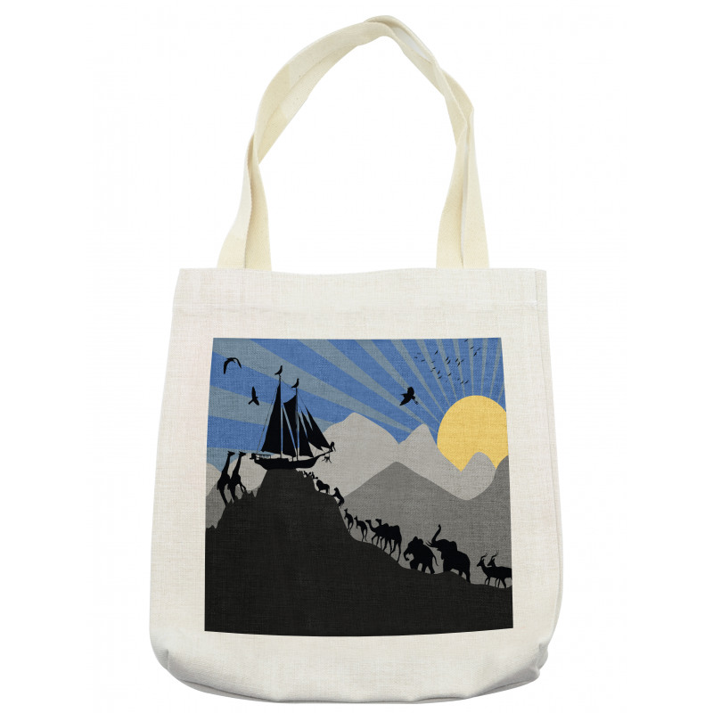 Pair of Creatures Ark Motif Tote Bag