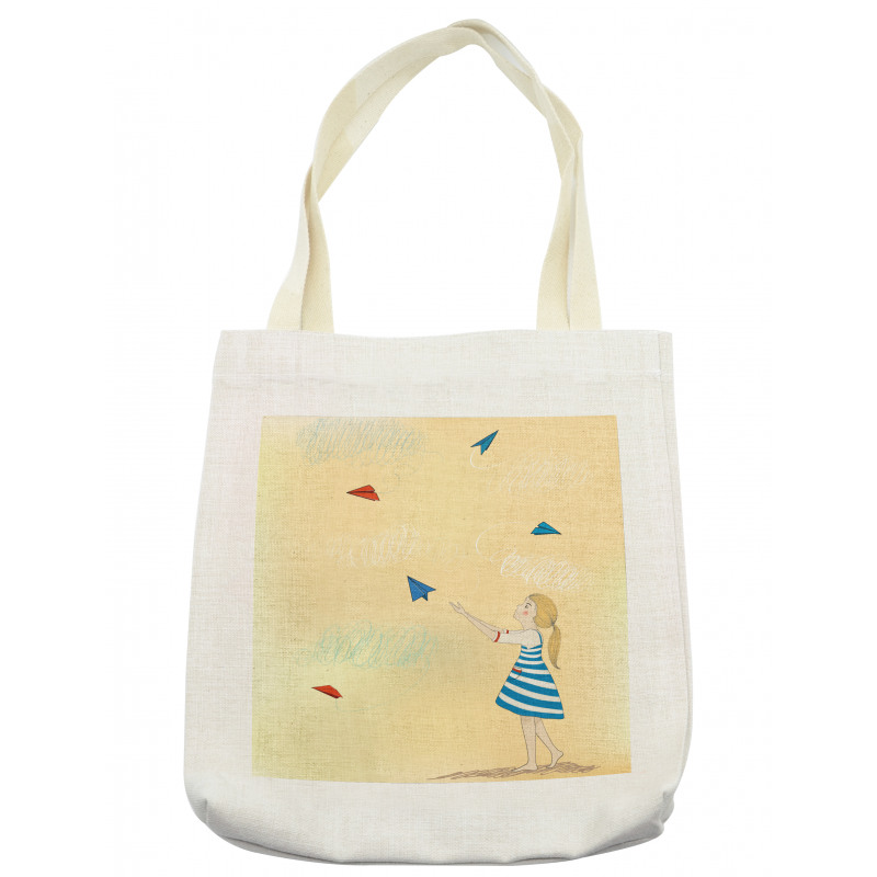 Girl with Paper Planes Tote Bag