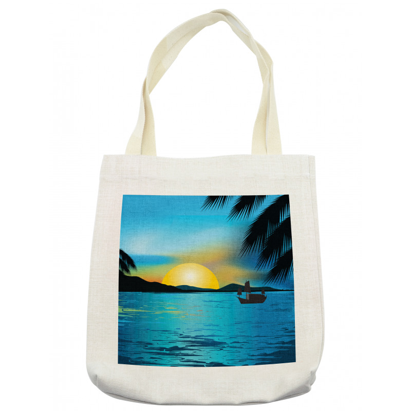 Calm Sunrise Fishing Boat Tote Bag