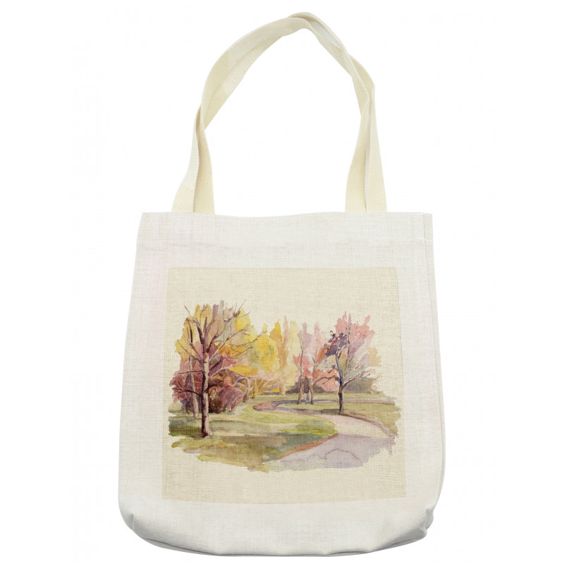 Watercolor Trees and Road Tote Bag