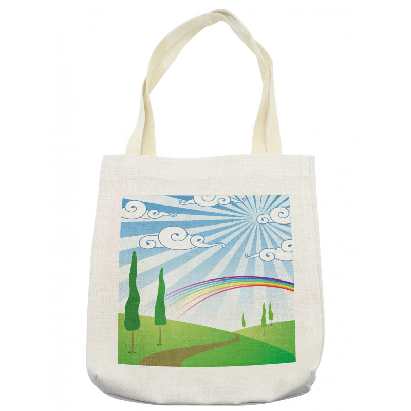 Rainbow on a Meadow Road Tote Bag