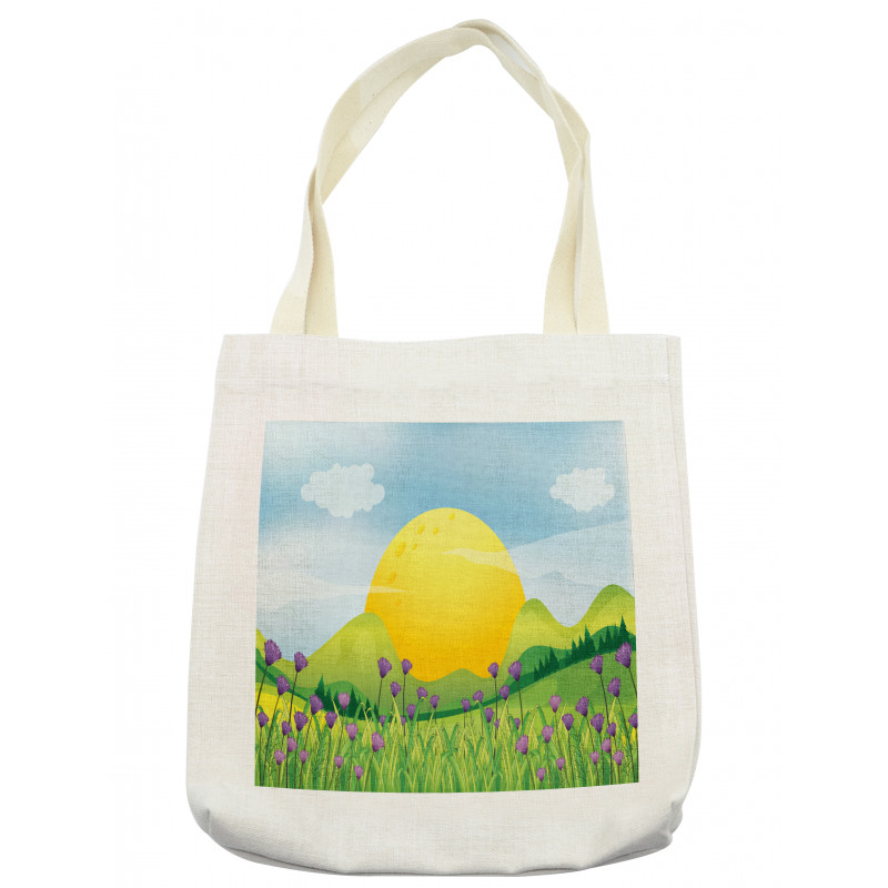 Mountains with Violets Tote Bag