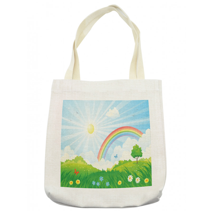 Sun and Rainbow Flowers Tote Bag