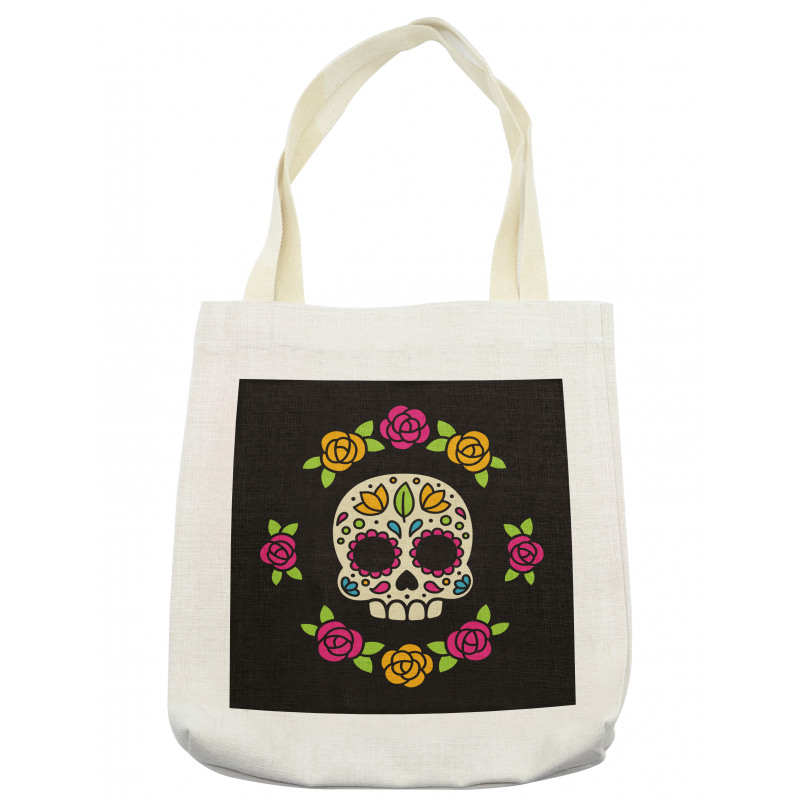 Floral Wreath Skull Tote Bag