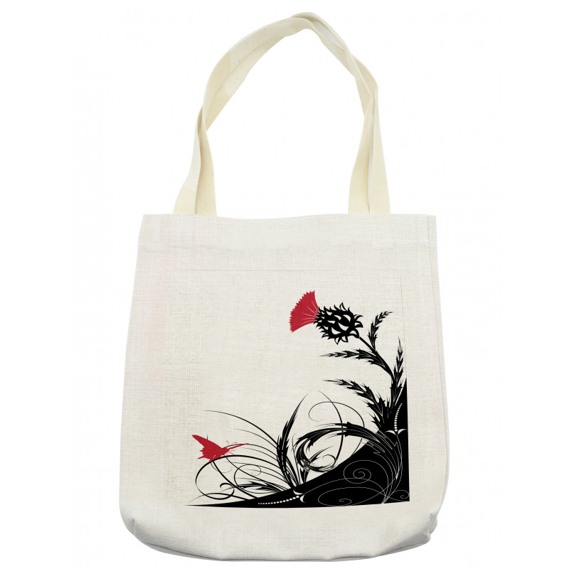 Floral Butterfly Motif Tote Bag