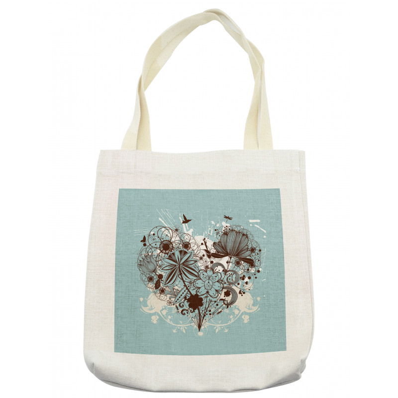 Heart Shape with Dragonflies Tote Bag