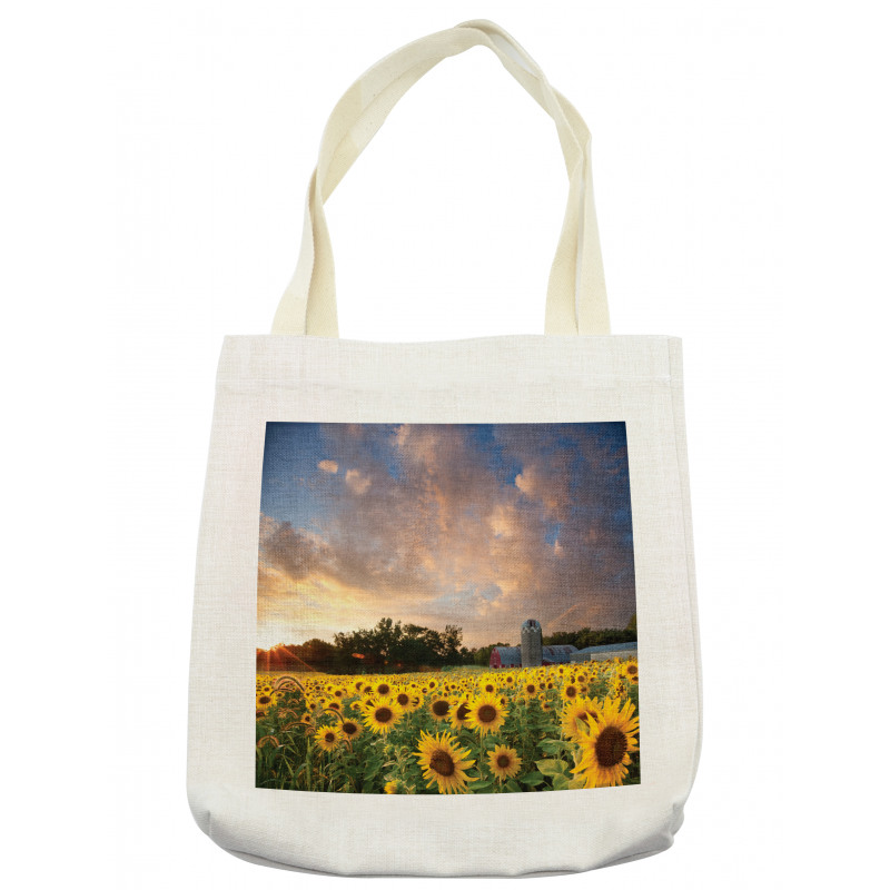 Sunflower Field Sky Tote Bag