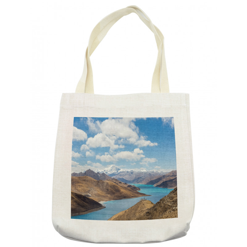 River Snowy Mountains Tote Bag