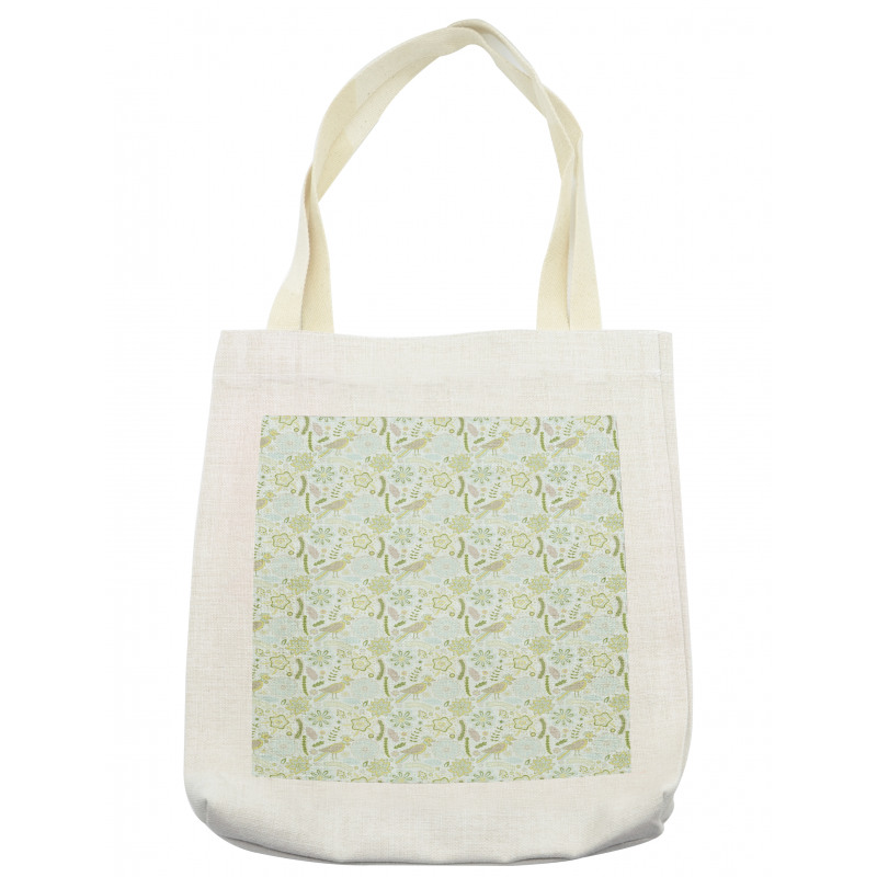 Doodle Flower Birds Tote Bag