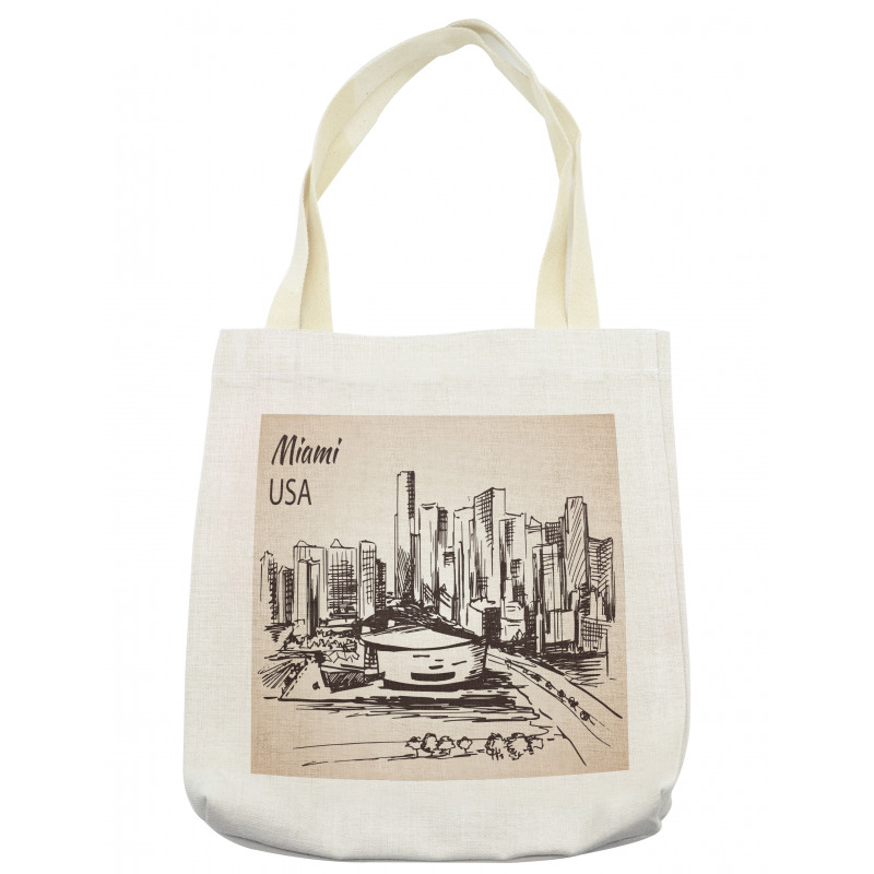 Miami Cityscape Sketch Tote Bag