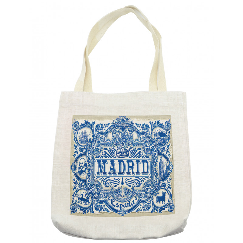 Madrid Calligraphy Tile Tote Bag