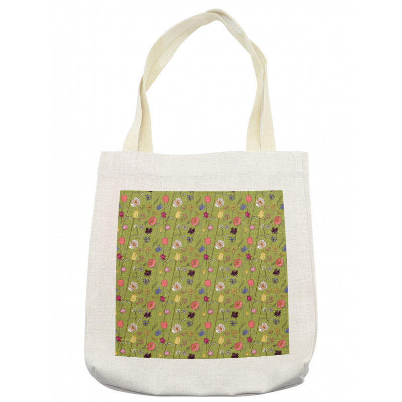 Messy Flowers on Green Tote Bag