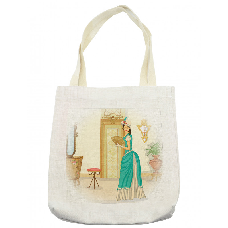 Vintage Woman Hand Fan Tote Bag