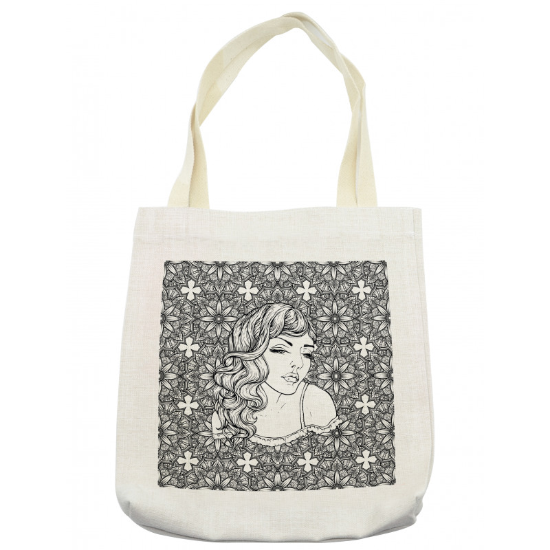 Young Lady with Wavy Hair Tote Bag