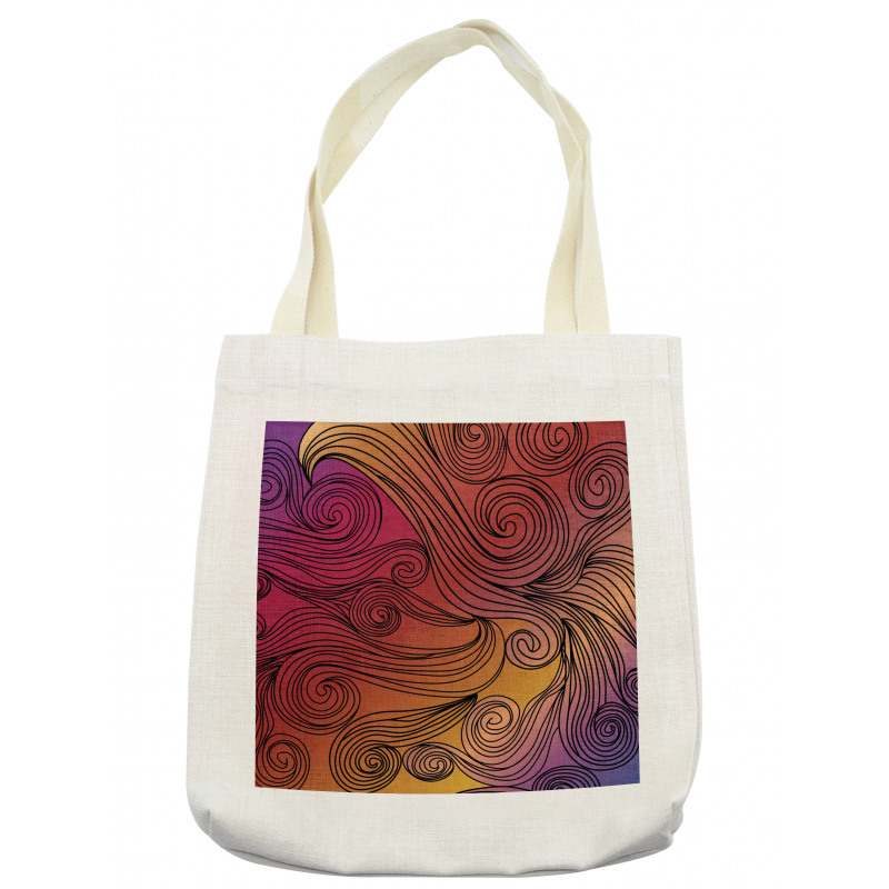 Doodle Waves with Stripes Tote Bag