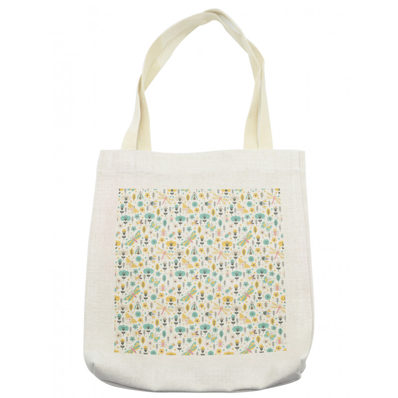 Winged Insects Flowers Tote Bag