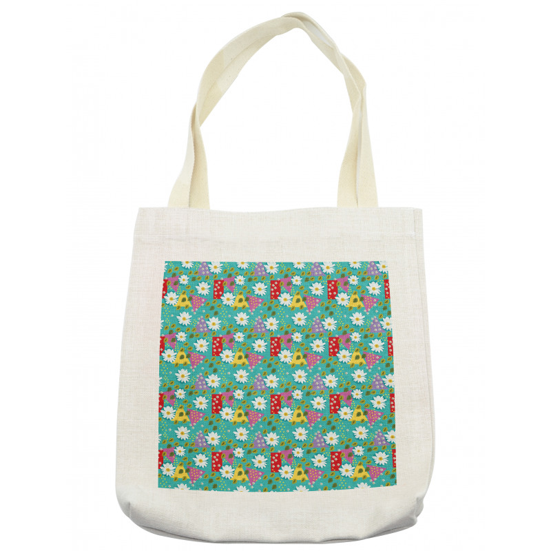 Blossoming Daisies Leaves Tote Bag