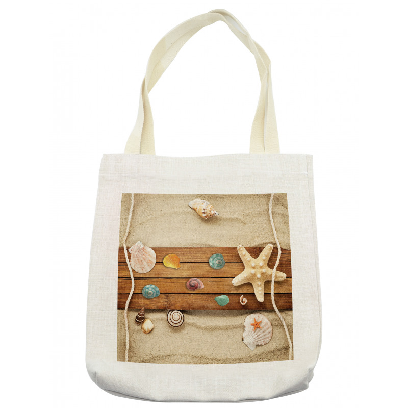 Rustic Board Seashells Tote Bag