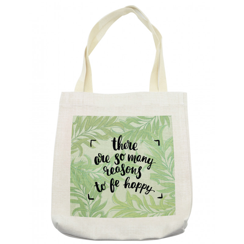 Green Leafy Branches Words Tote Bag