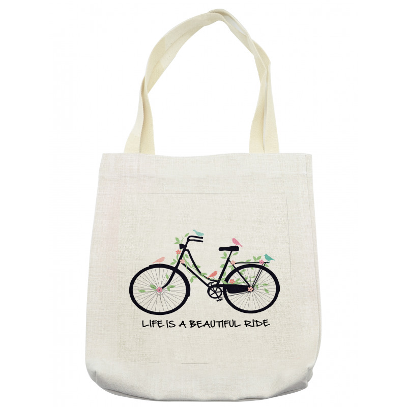 Vintage Bike Flowers Birds Tote Bag