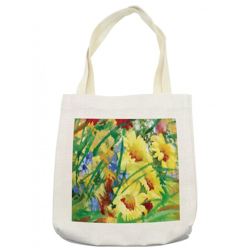 Watercolor Flower Field Tote Bag