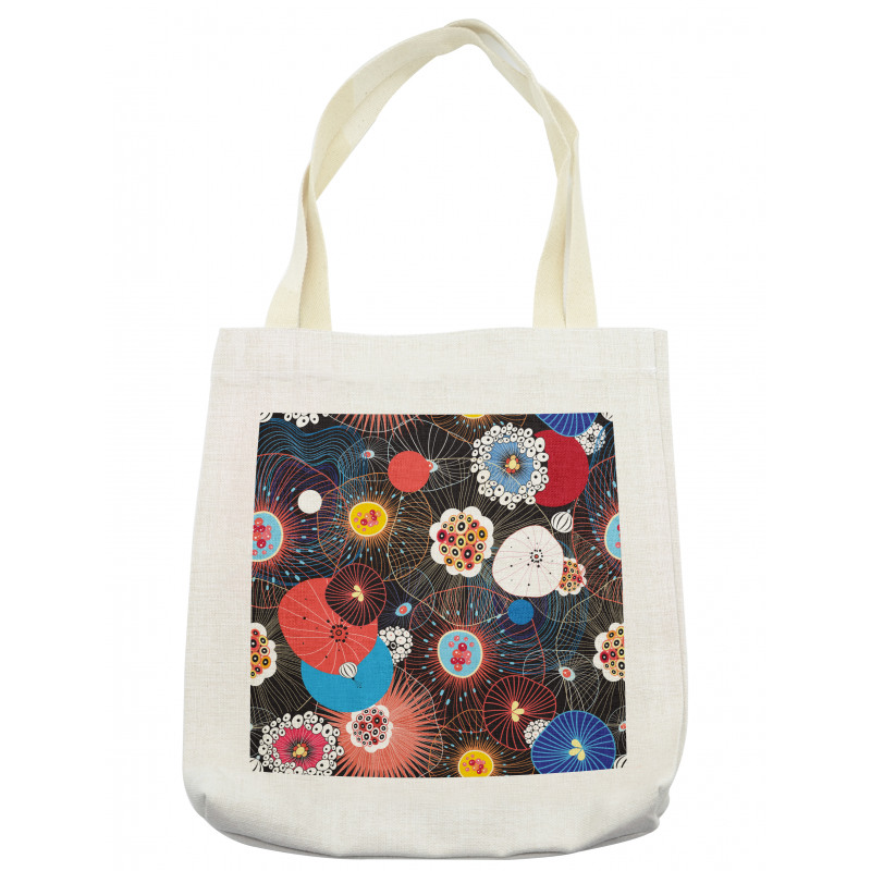 Psychedelic Floral Pattern Tote Bag