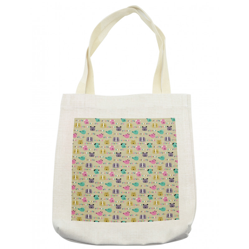 Cartoon Style Animal Faces Tote Bag