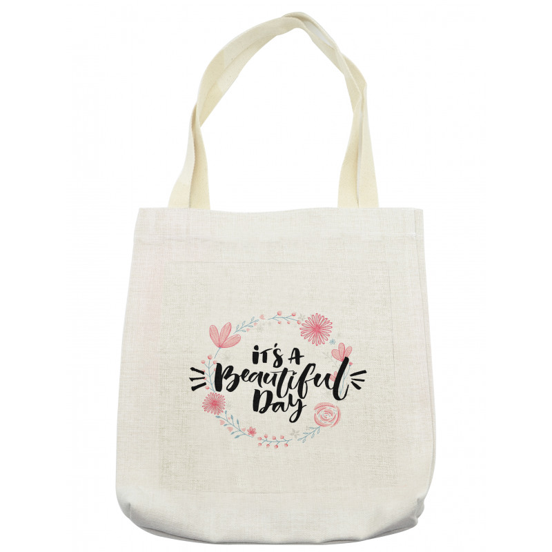 Floral Wreath Modern Text Tote Bag