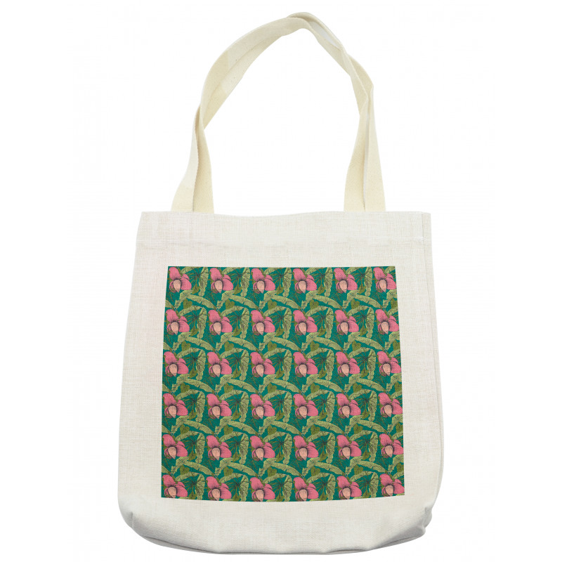 Banana Leaves Hibiscus Tote Bag