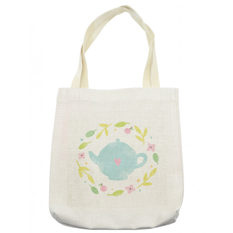 Grungy Teapot Floral Wreath Tote Bag