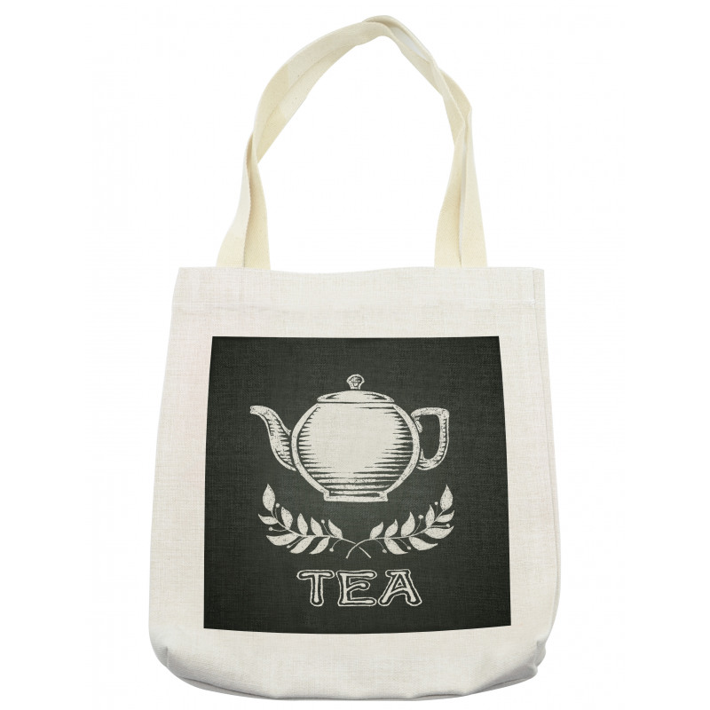 Teapot Leaf Branches Chalkboard Tote Bag