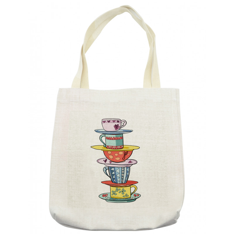 Hand Drawn Art Colorful Cups Tote Bag